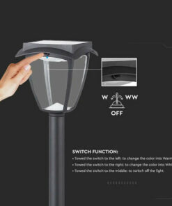 LED Ηλιακό Φωτιστικό Κήπου Δαπέδου 2W V-TAC IP65 με Μαύρο ώμα 3000K+6000K – 2894