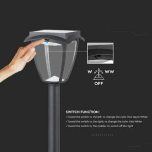 LED Ηλιακό Φωτιστικό Κήπου Δαπέδου 2W V-TAC IP65 με Μαύρο ώμα  3000K+6000K – 2894