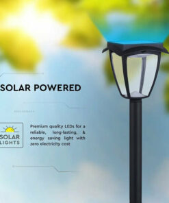 LED Ηλιακό Φωτιστικό Κήπου Δαπέδου 2W V-TAC IP65 με Μαύρο ώμα 3000K+6000K – 2894