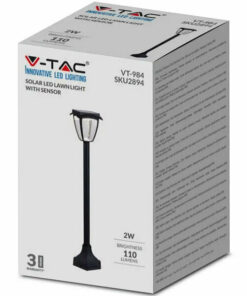 LED Ηλιακό Φωτιστικό Κήπου Δαπέδου 2W V-TAC IP65 με Μαύρο ώμα 3000K+6000K – 2894