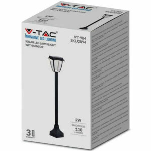 LED Ηλιακό Φωτιστικό Κήπου Δαπέδου 2W V-TAC IP65 με Μαύρο ώμα  3000K+6000K – 2894