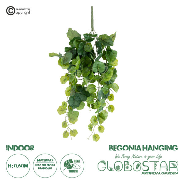 GloboStar® Artificial Garden BEGONIA HANGING 20239 Τεχνητό Διακοσμητικό Κρεμαστό Φυτό Βεγονία Υ60cm