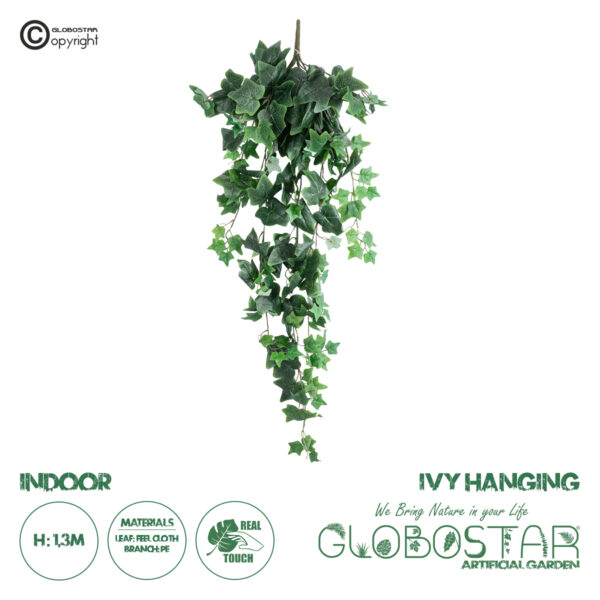 GloboStar® Artificial Garden IVY HANGING 20241 Τεχνητό Διακοσμητικό Κρεμαστό Φυτό Κισσός Υ130cm