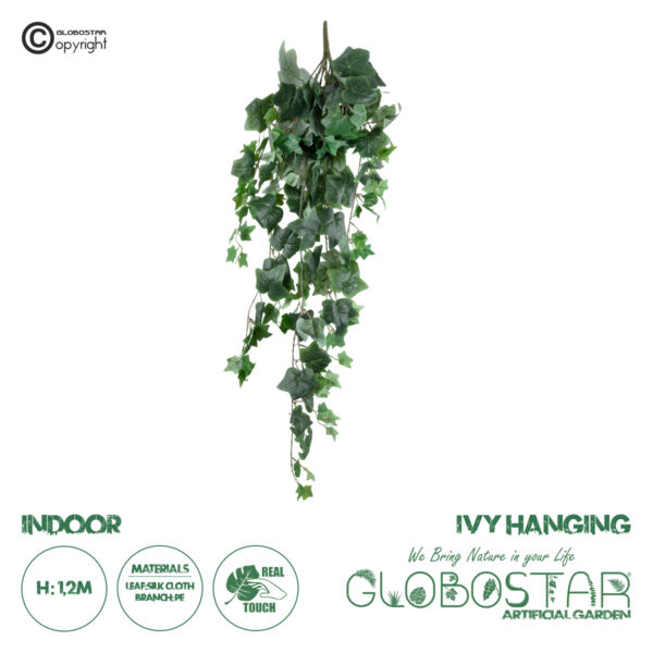 GloboStar® Artificial Garden IVY HANGING 20244 Τεχνητό Διακοσμητικό Κρεμαστό Φυτό Κισσός Υ120cm