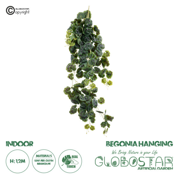 GloboStar® Artificial Garden BEGONIA HANGING 20245 Τεχνητό Διακοσμητικό Κρεμαστό Φυτό Βεγονία Υ120cm