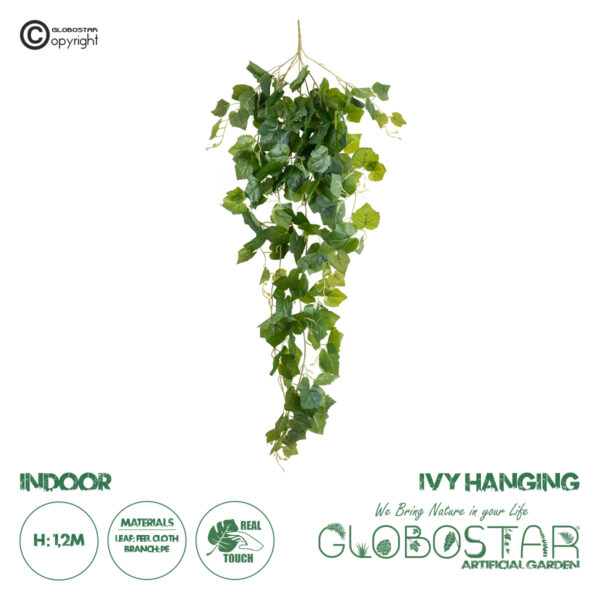 GloboStar® Artificial Garden IVY HANGING 20248 Τεχνητό Διακοσμητικό Κρεμαστό Φυτό Κισσός Υ120cm