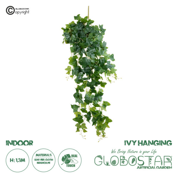 GloboStar® Artificial Garden IVY HANGING 20251 Τεχνητό Διακοσμητικό Κρεμαστό Φυτό Κισσός Υ130cm