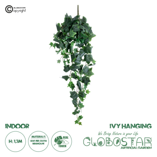 GloboStar® Artificial Garden IVY HANGING 20252 Τεχνητό Διακοσμητικό Κρεμαστό Φυτό Κισσός Υ130cm