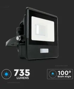 LED Προβολέας με Ανιχνευτή Κίνησης 10W V-TAC PRO Samsung Chip 100° 735lm Μαύρος IP65 Θερμό 3000K – 20256