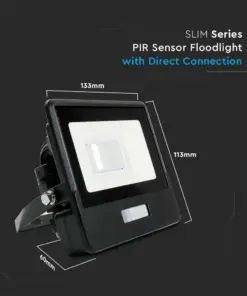LED Προβολέας με Ανιχνευτή Κίνησης 10W V-TAC PRO Samsung Chip 100° 735lm Μαύρος IP65 Θερμό 3000K – 20256