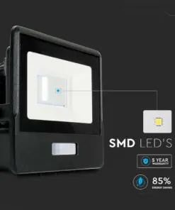 LED Προβολέας με Ανιχνευτή Κίνησης 10W V-TAC PRO Samsung Chip 100° 735lm Μαύρος IP65 Θερμό 3000K – 20256