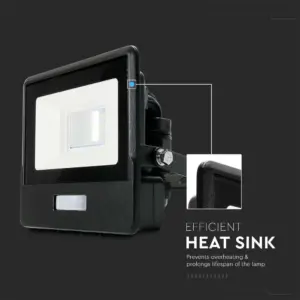 LED Προβολέας με Ανιχνευτή Κίνησης 10W V-TAC PRO Samsung Chip 100° 735lm Μαύρος IP65 Θερμό 3000K – 20256