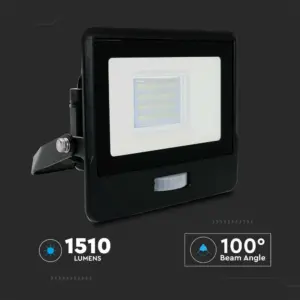 LED Προβολέας με Ανιχνευτή Κίνησης 20W V-TAC PRO Samsung Chip 100° 1510lm Μαύρος IP65 Θερμό 3000K – 20259
