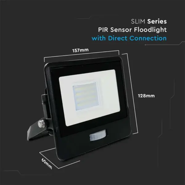 LED Προβολέας με Ανιχνευτή Κίνησης 20W V-TAC PRO Samsung Chip 100° 1510lm Μαύρος IP65 Θερμό 3000K – 20259