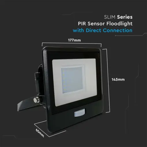 LED Προβολέας με Ανιχνευτή Κίνησης 30W V-TAC PRO Samsung Chip 100° 2340lm Μαύρος IP65 Θερμό 3000K – 20262