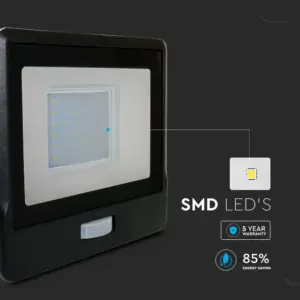LED Προβολέας με Ανιχνευτή Κίνησης 30W V-TAC PRO Samsung Chip 100° 2340lm Μαύρος IP65 Θερμό 3000K – 20262