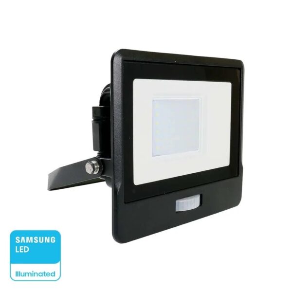 LED Προβολέας με Ανιχνευτή Κίνησης 30W V-TAC PRO Samsung Chip 100° 2340lm Μαύρος IP65 Φυσικό 4000K – 20263