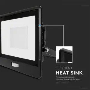 LED Προβολέας με Ανιχνευτή Κίνησης 50W V-TAC PRO Samsung Chip 100° 4000lm Μαύρος IP65 Θερμό 3000K – 20265
