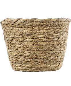 GloboStar® Artificial Garden SIFNOS 20266 Διακοσμητικό Πλεκτό Καλάθι – Κασπώ Γλάστρα – Flower Pot Μπεζ Φ18cm x Υ15cm