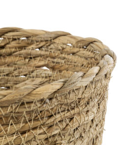 GloboStar® Artificial Garden SIFNOS 20266 Διακοσμητικό Πλεκτό Καλάθι – Κασπώ Γλάστρα – Flower Pot Μπεζ Φ18cm x Υ15cm