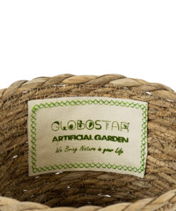 GloboStar® Artificial Garden SIFNOS 20266 Διακοσμητικό Πλεκτό Καλάθι – Κασπώ Γλάστρα – Flower Pot Μπεζ Φ18cm x Υ15cm