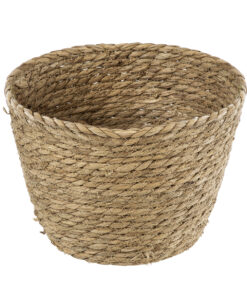 GloboStar® Artificial Garden SIFNOS 20267 Διακοσμητικό Πλεκτό Καλάθι – Κασπώ Γλάστρα – Flower Pot Μπεζ Φ22cm x Υ15cm