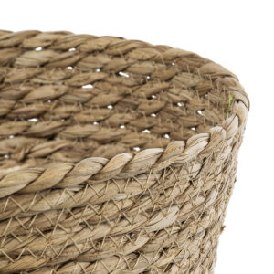 GloboStar® Artificial Garden SIFNOS 20267 Διακοσμητικό Πλεκτό Καλάθι – Κασπώ Γλάστρα – Flower Pot Μπεζ Φ22cm x Υ15cm