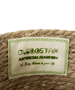 GloboStar® Artificial Garden SIFNOS 20267 Διακοσμητικό Πλεκτό Καλάθι – Κασπώ Γλάστρα – Flower Pot Μπεζ Φ22cm x Υ15cm