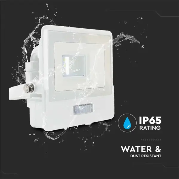 LED Προβολέας με Ανιχνευτή Κίνησης 10W V-TAC PRO Samsung Chip 100° 735lm Λευκός IP65 Θερμό 3000K – 20268