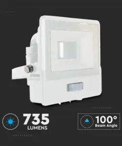 LED Προβολέας με Ανιχνευτή Κίνησης 10W V-TAC PRO Samsung Chip 100° 735lm Λευκός IP65 Θερμό 3000K – 20268