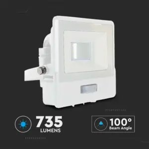 LED Προβολέας με Ανιχνευτή Κίνησης 10W V-TAC PRO Samsung Chip 100° 735lm Λευκός IP65 Θερμό 3000K – 20268