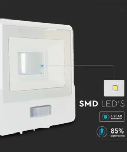 LED Προβολέας με Ανιχνευτή Κίνησης 10W V-TAC PRO Samsung Chip 100° 735lm Λευκός IP65 Θερμό 3000K – 20268