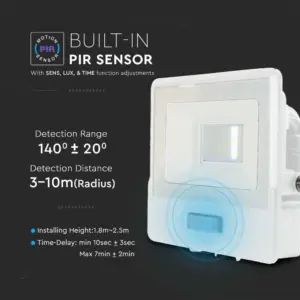 LED Προβολέας με Ανιχνευτή Κίνησης 10W V-TAC PRO Samsung Chip 100° 735lm Λευκός IP65 Θερμό 3000K – 20268
