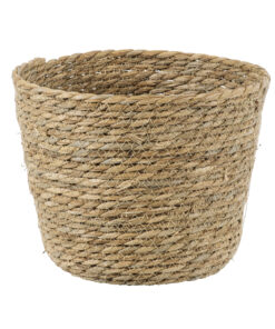 GloboStar® Artificial Garden SIFNOS 20268 Διακοσμητικό Πλεκτό Καλάθι – Κασπώ Γλάστρα – Flower Pot Μπεζ Φ25cm x Υ15cm