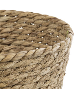 GloboStar® Artificial Garden SIFNOS 20268 Διακοσμητικό Πλεκτό Καλάθι – Κασπώ Γλάστρα – Flower Pot Μπεζ Φ25cm x Υ15cm