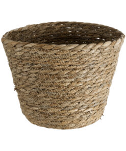 GloboStar® Artificial Garden PATMOS 20269 Διακοσμητικό Πλεκτό Καλάθι – Κασπώ Γλάστρα – Flower Pot Καφέ Φ20 x Υ15cm