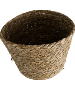 GloboStar® Artificial Garden PATMOS 20269 Διακοσμητικό Πλεκτό Καλάθι – Κασπώ Γλάστρα – Flower Pot Καφέ Φ20 x Υ15cm