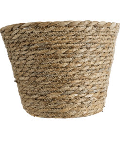 GloboStar® Artificial Garden PATMOS 20269 Διακοσμητικό Πλεκτό Καλάθι – Κασπώ Γλάστρα – Flower Pot Καφέ Φ20 x Υ15cm