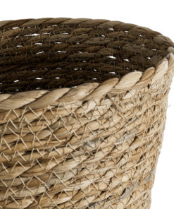 GloboStar® Artificial Garden PATMOS 20269 Διακοσμητικό Πλεκτό Καλάθι – Κασπώ Γλάστρα – Flower Pot Καφέ Φ20 x Υ15cm