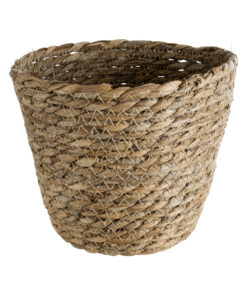 GloboStar® Artificial Garden PATMOS 20270 Διακοσμητικό Πλεκτό Καλάθι – Κασπώ Γλάστρα – Flower Pot Καφέ Φ22 x Υ17cm