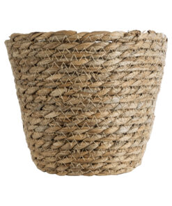 GloboStar® Artificial Garden PATMOS 20270 Διακοσμητικό Πλεκτό Καλάθι – Κασπώ Γλάστρα – Flower Pot Καφέ Φ22 x Υ17cm