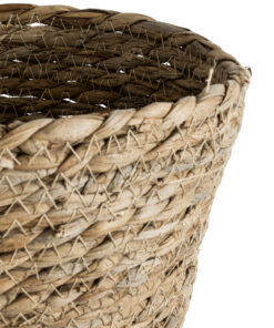GloboStar® Artificial Garden PATMOS 20270 Διακοσμητικό Πλεκτό Καλάθι – Κασπώ Γλάστρα – Flower Pot Καφέ Φ22 x Υ17cm