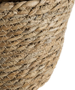 GloboStar® Artificial Garden PATMOS 20270 Διακοσμητικό Πλεκτό Καλάθι – Κασπώ Γλάστρα – Flower Pot Καφέ Φ22 x Υ17cm