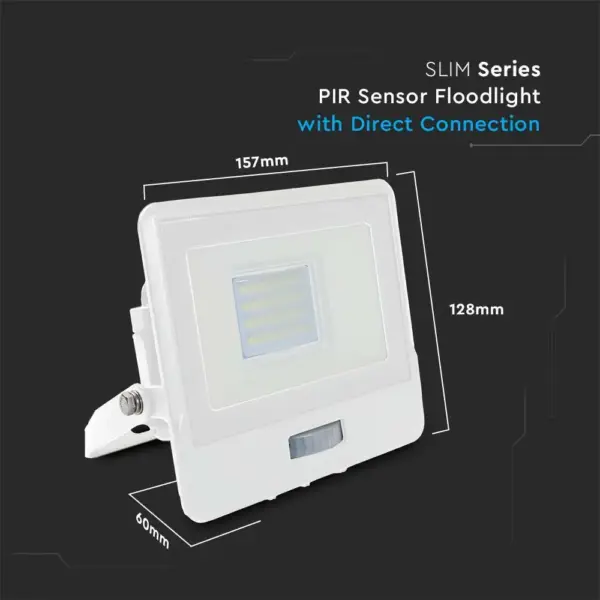 LED Προβολέας με Ανιχνευτή Κίνησης 20W V-TAC PRO Samsung Chip 100° 1510lm Λευκός IP65 Θερμό 3000K – 20271