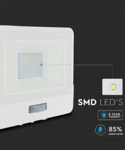 LED Προβολέας με Ανιχνευτή Κίνησης 20W V-TAC PRO Samsung Chip 100° 1510lm Λευκός IP65 Θερμό 3000K – 20271