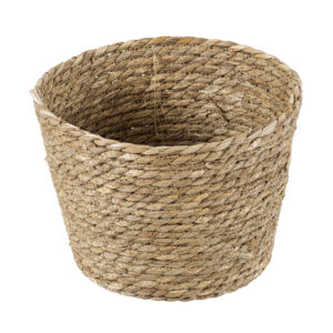 GloboStar® Artificial Garden PATMOS 20271 Διακοσμητικό Πλεκτό Καλάθι – Κασπώ Γλάστρα – Flower Pot Μπεζ Φ25cm x Υ19cm