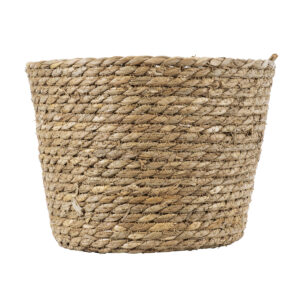 GloboStar® Artificial Garden PATMOS 20271 Διακοσμητικό Πλεκτό Καλάθι – Κασπώ Γλάστρα – Flower Pot Μπεζ Φ25cm x Υ19cm