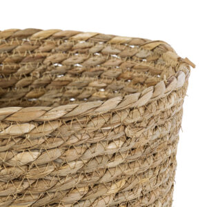 GloboStar® Artificial Garden PATMOS 20271 Διακοσμητικό Πλεκτό Καλάθι – Κασπώ Γλάστρα – Flower Pot Μπεζ Φ25cm x Υ19cm