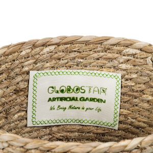 GloboStar® Artificial Garden PATMOS 20271 Διακοσμητικό Πλεκτό Καλάθι – Κασπώ Γλάστρα – Flower Pot Μπεζ Φ25cm x Υ19cm