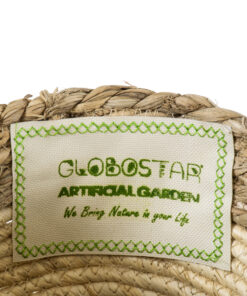 GloboStar® Artificial Garden KYTHIRA 20272 Διακοσμητικό Πλεκτό Καλάθι – Κασπώ Γλάστρα – Flower Pot Μπεζ με Λευκό Φ18cm x Υ15cm